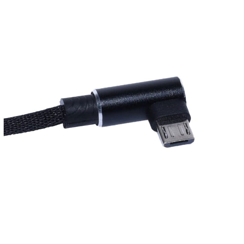 Cablu USB-microUSB, conector Micro-USB in unghi de 90 grade, corp metalic negru