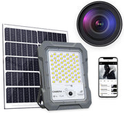 Proiector LED solar 200W cu camera video integrata 1440P, panou solar 30W si control Wi-Fi prin aplicatie mobila