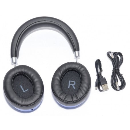 Casti audio wireless cu pernite piele ecologica, cablu USB si jack 3.5mm incluse in pachet