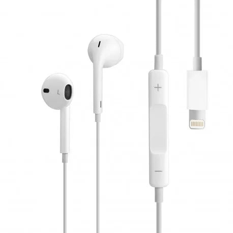 Casti audio cu fir si conector Lightning, microfon Bluetooth integrat, fir 120 cm, compatibile iPhone si iPad