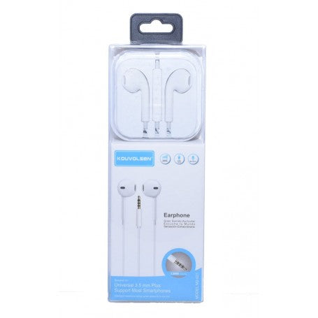 Casti audio tip dop Jack 3.5mm, difuzor 10mm, cablu 120cm, microfon integrat, albe, in ambalaj