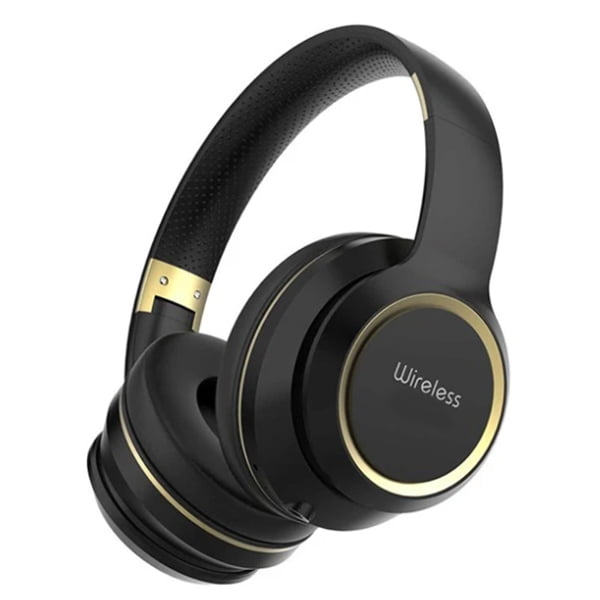 Casti over-ear wireless Bluetooth 4.2, design negru cu accente aurii, pliabile, autonomie 6 ore