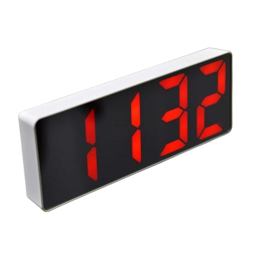 Ceas digital LED rosu cu display oglinda si alarma, cifre mari, alimentare USB sau baterii AAA