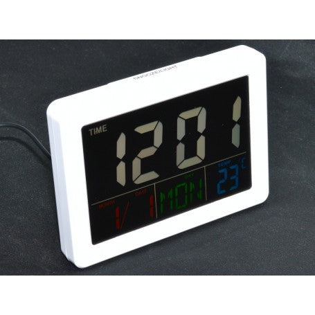 Ceas LCD cu afisaj multicolor ora, data si temperatura, conectat prin cablu USB