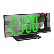 Ceas digital LED verde cu oglinda si proiector 180 grade, alimentare USB, afisaj ora si alarma