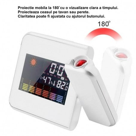 Ceas cu proiectie rotativa 180 grade, proiecteaza ora pe tavan sau perete