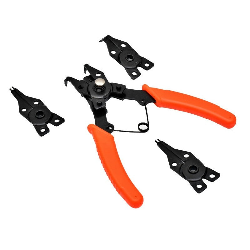 Cleste 4-in-1 pentru sigurante metalice cu inel, 4 capete interschimbabile, manere ergonomice portocalii