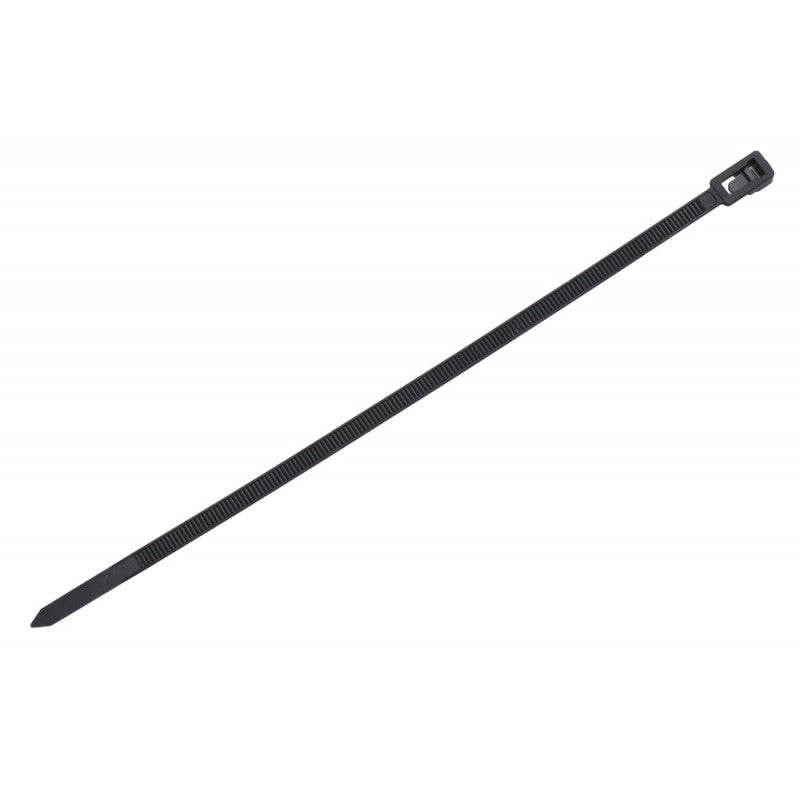 Colier plastic reutilizabil negru intins, profil complet cu dintii de fixare si catarama la capat