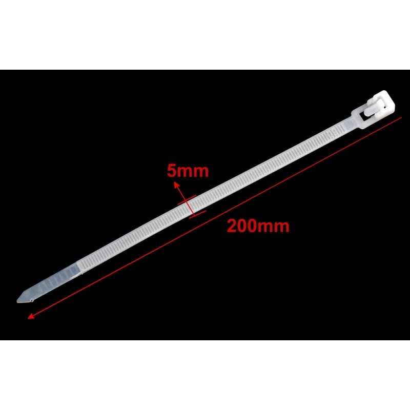 Colier plastic reutilizabil cu dimensiuni 200mm lungime si 5mm latime marcate vizibil