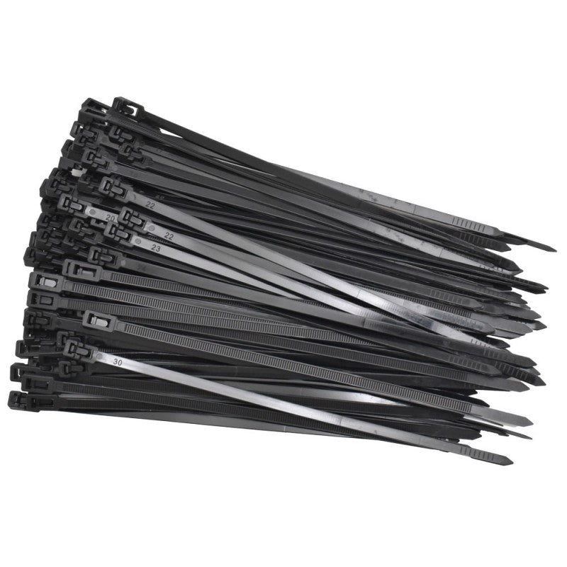 set coliere plastic negre in gramada, cantitate mare pentru organizare cabluri