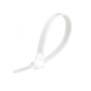 Colier plastic reutilizabil alb 5x200mm cu mecanism de blocare ajustabil pentru organizare cabluri