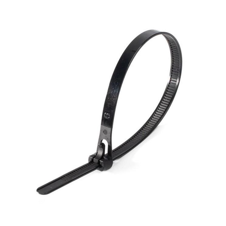 colier plastic reutilizabil negru 5x200mm, set 100 bucati, prindere reglabila pentru cabluri