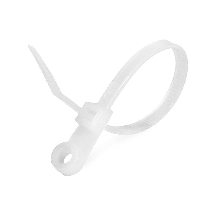Colier plastic cu cap montabil 5x150mm alb, surub fixare pe suprafata, organizare cabluri electrice