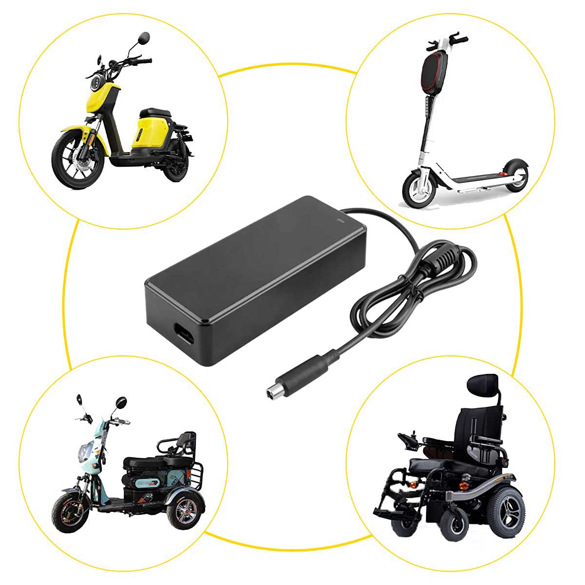 Incarcator Li-ion 72V compatibil cu trotinete, scutere electrice, mopede si scaune cu rotile