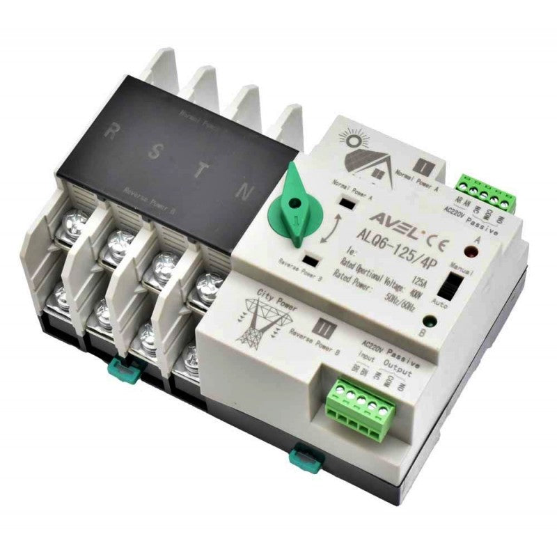 Comutator automat de transfer ATS 4 poli 125A, 400V, montaj sina DIN, mod manual si automat
