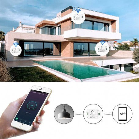 Comutator smart WiFi controlat prin aplicatie mobila, utilizat in casa inteligenta cu piscina