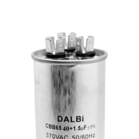 Condensator aer conditionat dual, detaliu conectori papuci tata, partea superioara