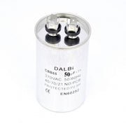 Condensator motor aluminiu 50uF 370V AC, toleranta ±5%, protectie termica P2 SH, conexiune papuci tip tata
