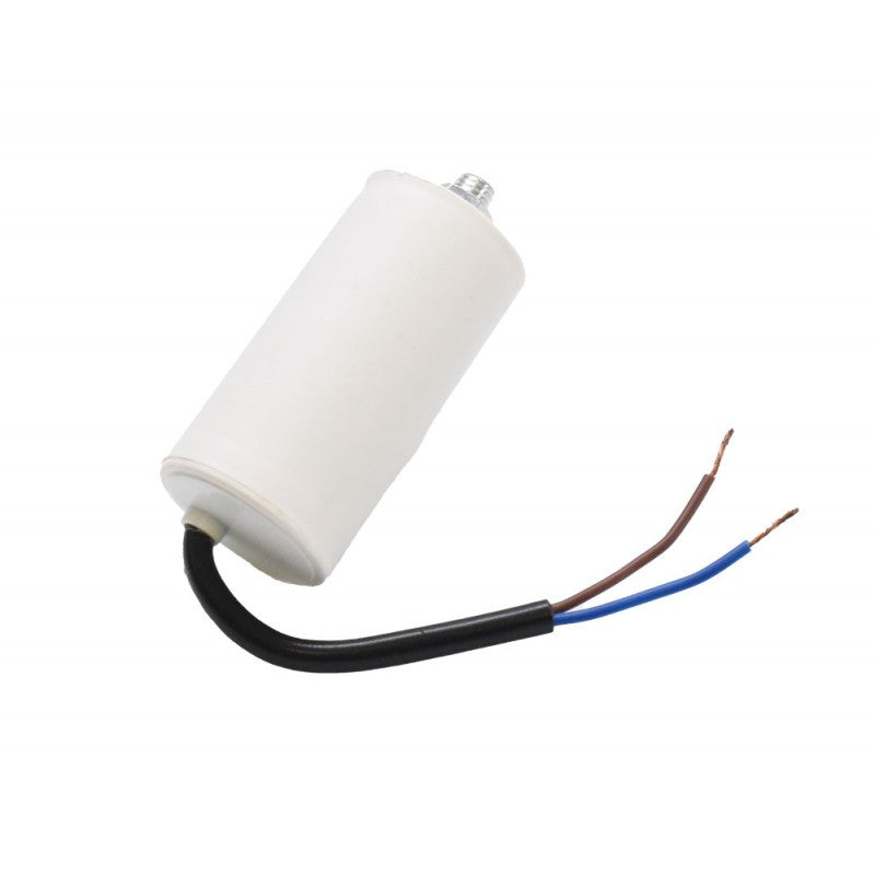 Condensator motor 7.5uF 450V AC cu surub de fixare si fire preconectate pentru pornire motoare electrice