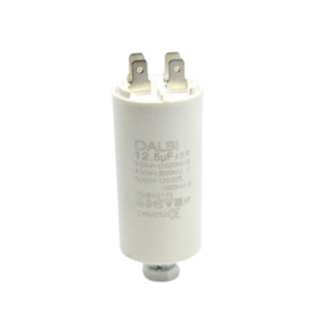 Condensator pornire motor 12,5uF 450V AC, cu papuci tip tata si surub de fixare, pentru motoare monofazate