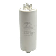 Condensator pornire motor 22uF 450V AC, carcasa cilindrica alba cu papuci tip tata, compatibil compresoare si pompe