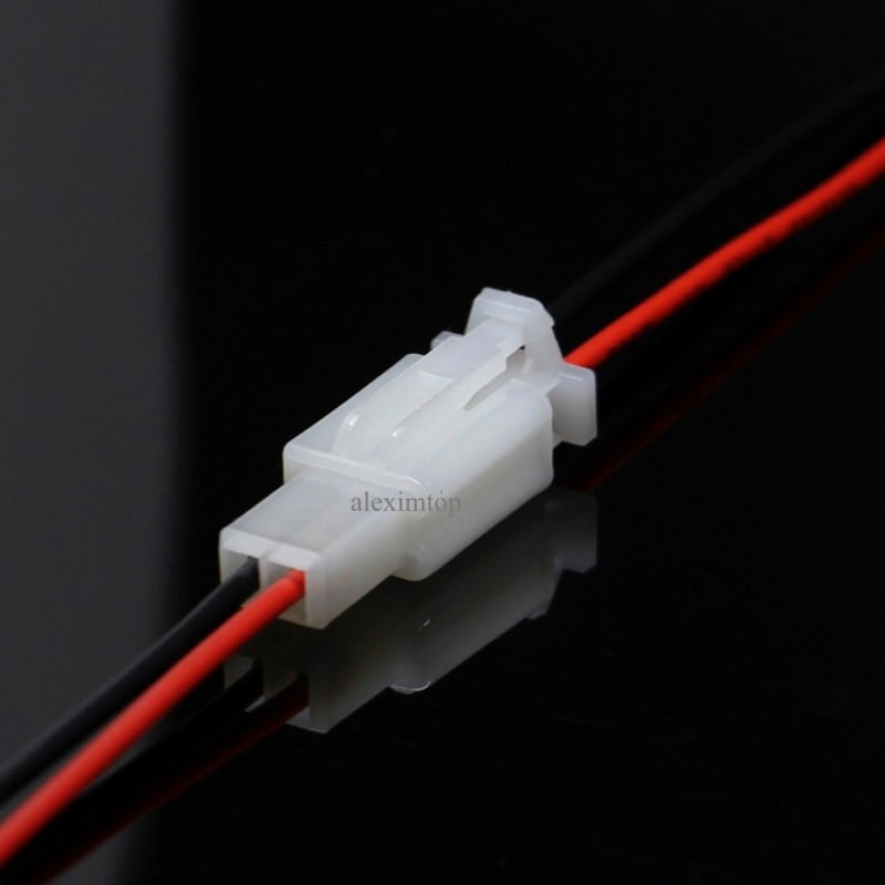 Conector electric auto 2 pini cu cabluri 25cm, mufa mama-tata cu clema de siguranta, compatibil 12V