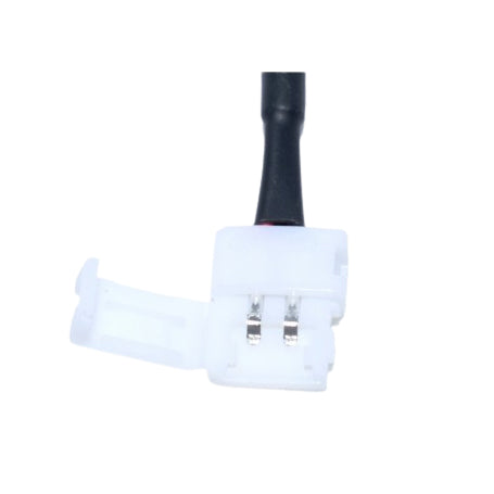 Clips cu 2 pini pentru prindere rapida pe banda LED, detaliu contacte metalice