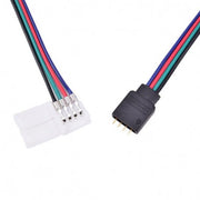 Conector alimentare banda RGB 10mm, 4 fire, clema rapida fara lipituri, pin tata 4 pini inclus