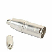 adaptor audio metalic XLR tata 3 pini la RCA mama, carcasa aliaj zinc nichelat, dimensiuni 58x19mm