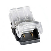 Conector banda LED 10mm, 2 pini, IP65, cu capac transparent si contacte aurite pentru benzi monocromatice