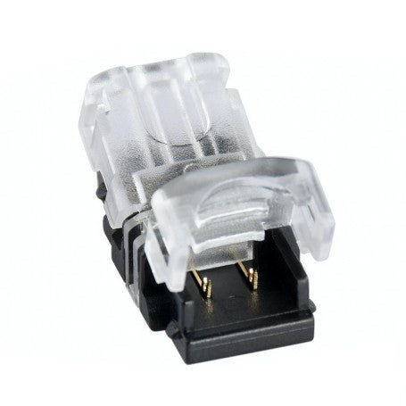 Conector banda LED 8mm, 2 pini, IP65, carcasa transparenta cu contacte aurii pentru benzi monocolor