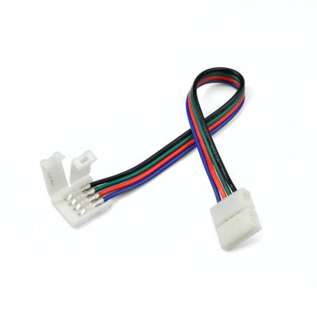 Conector banda LED RGB 5050 cu 4 fire si clips, pentru banda de 10mm, fara lipituri