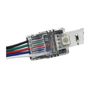 Conector rapid RGBW 12mm 5 pini IP65, montat pe banda LED cu fire colorate, fara lipitura