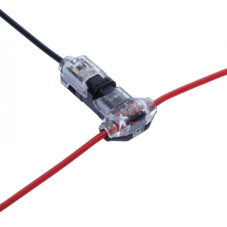 Conector cablu tip T cu blocare, 300V 10A, pentru fire litate 0,35-0,75mm, carcasa transparenta