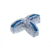 Conector electric rapid tip X cu 4 borne, 32A 250V, cablu 0,08-2,5mm², carcasa transparenta cu manete albastre