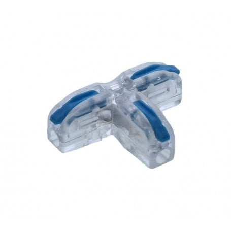 Conector electric rapid tip X cu 4 borne, 32A 250V, cablu 0,08-2,5mm², carcasa transparenta cu manete albastre