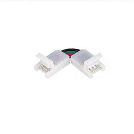 Conector cot 90 grade banda LED RGB 4 pini 10mm, montaj fara lipituri, plastic transparent