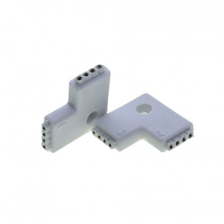 Conector cot 90 grade banda LED RGB 10mm, set doua variante mama si tata alaturat