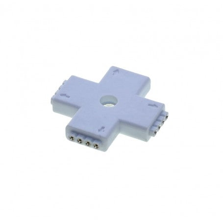 Conector cruce pentru banda LED RGB 10mm, 4 pini, montaj fara lipituri, ramificatie in 4 directii