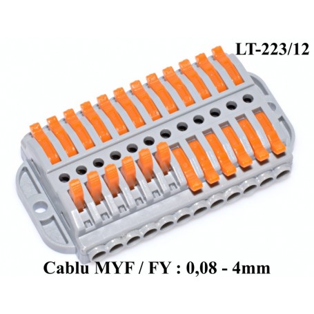 Conector doza 12-12 cu parghii portocalii, compatibil fire MYF si FY 0,08-4mm