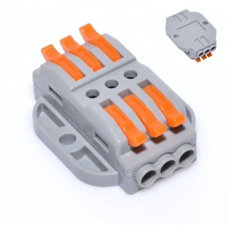 Conector doza 3-3 cu levier, 600V/32A, cablu 0,08-4mm², contacte alama argintat