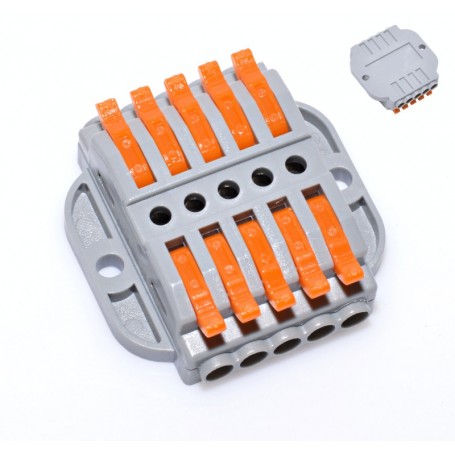 Conector doza rapid 5+5 fire, 600V 32A, cablu 0,08-4mm², manete portocalii, montaj fara insurubare