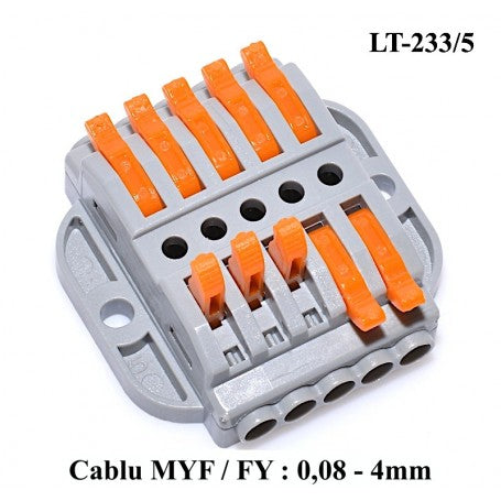 Conector rapid cu manete pentru doza electrica, cablu MYF FY 0,08-4mm², vedere laterala