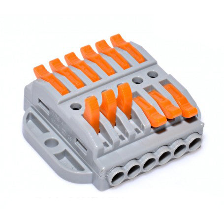 Conector rapid doza 6+6 fire, 600V 32A, cablu 0,08-4mm, cu manete portocalii pentru conectare fara unelte