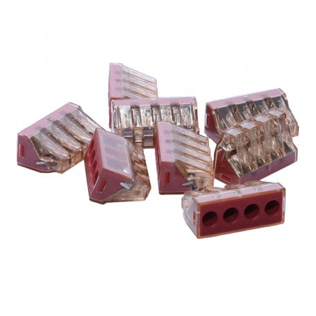 Set conectori rapizi 4 poli 41A, mai multe bucati grupate, corp rosu cu capac transparent