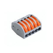 Conector rapid 5 poli pentru doze electrice, 400V 32A, compatibil fire 0.08-4mm², parghii portocalii