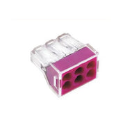 Conector doza rapid 6 poli, 400V 24A, compatibil fire 0.75-2.5 mm², corp transparent cu insert roz