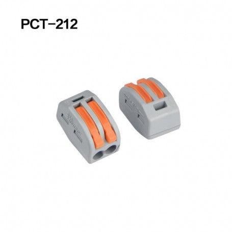 Conector rapid 2 poli vedere fata si spate, dimensiuni compacte pentru doze electrice