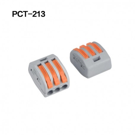 Conector doza rapid 3 poli vedere fata si spate, dimensiuni compacte 20x16x13mm