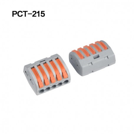 Conector rapid 5 poli vedere fata si spate, carcasa compacta gri cu parghii portocalii